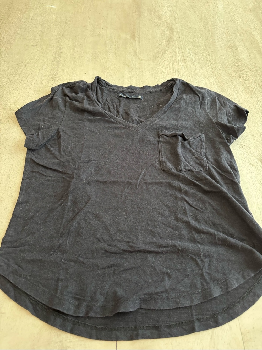 Abercrombie & Fitch Black V-Neck Pocket Tee